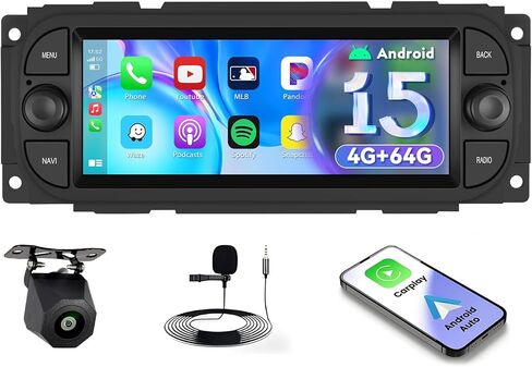 [2+64g] inefala car Stereo for Dodge Ram (2002-2006) ، Jeep Wrangler 2003-2006 ، Jeep Liberty 2002-2007 ، Jeep Grand Cherokee (1999-2004)-6.86 "HD Touchscreen مع Carplay Android Auto WiFi WiFi SWC in Saudi Arabia
