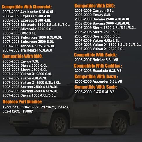 حاقن وقود 2004-2009 متوافق مع تشيفي سيلفرادو 1500 2500 3500 تاهو إكسبريس 2005-2009، لكاديلاك إسكاليد، لسيارة جي إم سي سييرا يوكون XL 4.8L 5.3L 6.0L 6.2L V8، استبدل FJ315 16994 in Saudi Arabia