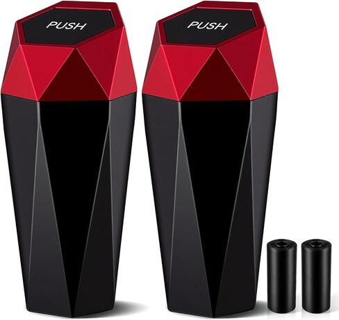JUSTTOP Car Trash Can with Lid, Diamond Design Small Automatic Portable Trash Can, Easy to Clean, Used in Car Home Office (Black) in Saudi Arabia