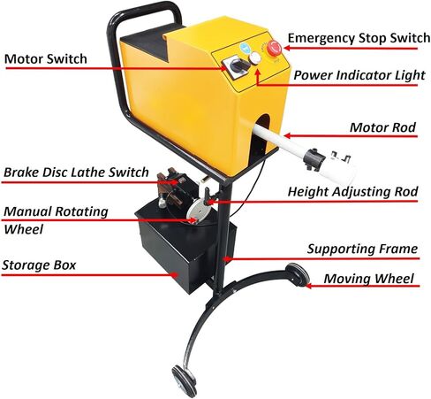 TECHTONGDA Car Repair Brake Disc Drum Lathe Machine with 450mm/17.72'' Max Processing Diameter, 8.5mm/min Disc Grinding Tool, 110V Brake Polishing Cutting Machine, No Disassembly Required in Kuwait
