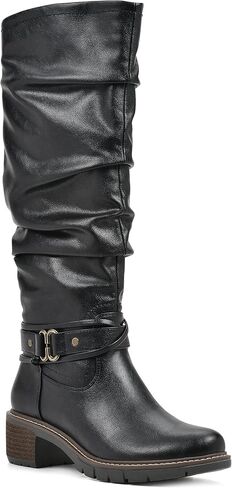 WHITE MOUNTAIN Women's Shoes Crammers Stack-Heeled Tall Boot in Kuwait