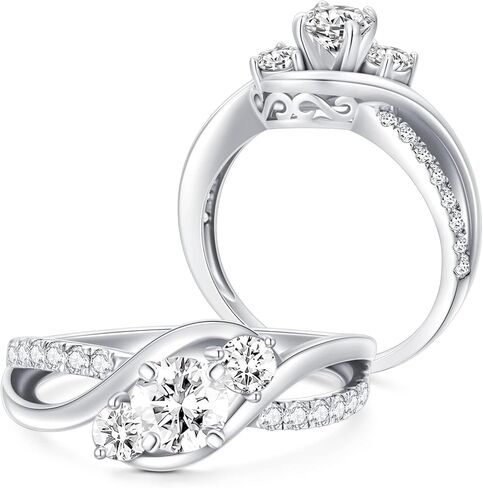 1 Carat (ctw) Moissanite Engagement Rings For Women 10K/14K/18K White Gold Rings Moissanite Rings in Saudi Arabia