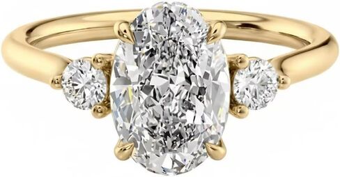 10K Solid Gold/Sterling silver Three Stone Moissanite ring for Women Moissanite Engagement Ring Main Stone 2 CT Oval Cut Wedding Ring Three Stone Anniversary Ring Gift Jewelry in Saudi Arabia