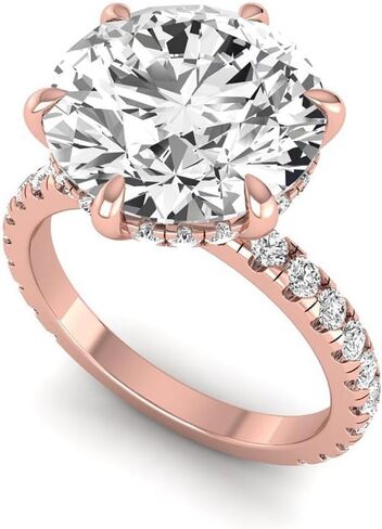 6.75 Carat Round Lab Grown Diamond (IGI Certified 6 Ct, F, VVS2) Hidden Halo 14K Gold Wedding Engagement Ring For Womens in Kuwait