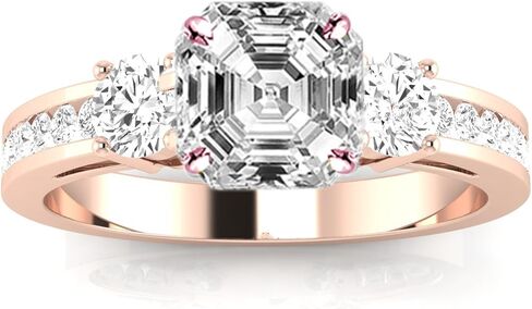 هيوستن دايموند ديستريكت 3.75 قيراط LAB GROWN DIAMOND مجموعة قنوات 3 خاتم خطوبة ألماس من ثلاثة أحجار على شكل أميرة (لون E-F VS2-SI1 وضوح 3 قيراط مركزي) in Saudi Arabia