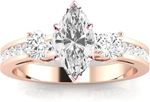 هيوستن دايموند ديستريكت 3.75 قيراط LAB GROWN DIAMOND مجموعة قنوات 3 خاتم خطوبة ألماس من ثلاثة أحجار على شكل أميرة (لون E-F VS2-SI1 وضوح 3 قيراط مركزي) in Saudi Arabia