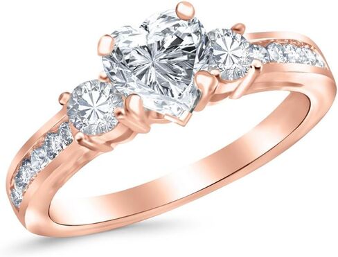 هيوستن دايموند ديستريكت 3.75 قيراط LAB GROWN DIAMOND مجموعة قنوات 3 خاتم خطوبة ألماس من ثلاثة أحجار على شكل أميرة (لون E-F VS2-SI1 وضوح 3 قيراط مركزي) in Saudi Arabia
