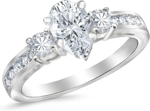 هيوستن دايموند ديستريكت 3.75 قيراط LAB GROWN DIAMOND مجموعة قنوات 3 خاتم خطوبة ألماس من ثلاثة أحجار على شكل أميرة (لون E-F VS2-SI1 وضوح 3 قيراط مركزي) in Saudi Arabia