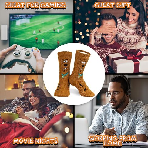 سكوبي دو! جوارب شبشب للرجال والمراهقين مقاس أمريكي 7.5-10، غير قابلة للانزلاق، جوارب منفوشة ناعمة، بطانة من الصوف، هدايا للرجال in Saudi Arabia