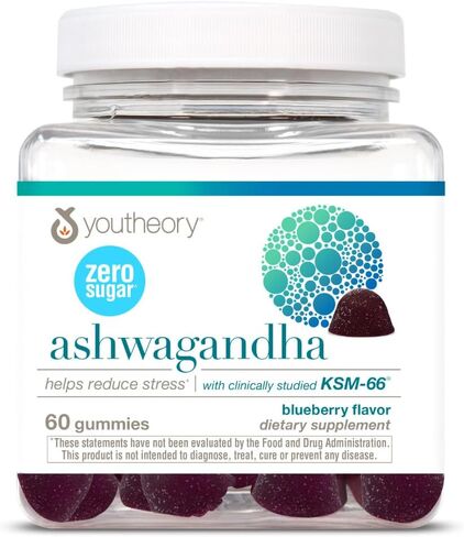 علكات الأشواغاندا من يوثيوري مع KSM-66، تساعد على تقليل التوتر، نكهة التوت الأزرق، 60 قطعة in Kuwait