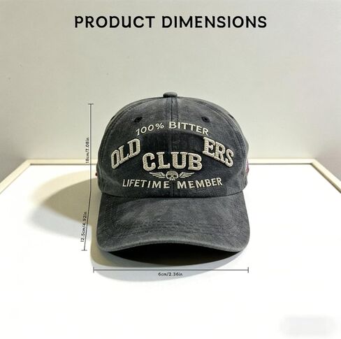 قبعة بيسبول قديمة من Old Fuckers Club - مطرزة "100% Bitter Lifetime Member" قبعة أبي مغسولة قابلة للتعديل، قبعة سائق شاحنة ريترو مضحكة للرجال والنساء باللون الأسود in Kuwait