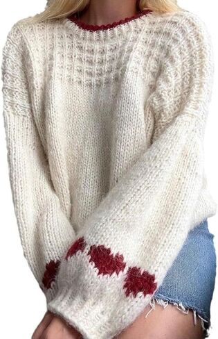 Cute Bow Sweaters for Women Long Sleeve Cozy Pullover Fall Winter Y2K Tops Aesthetic Clothes Outfits in Saudi Arabia