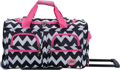 Rockland Rolling Duffel Bag, Pink Chevron, 22-Inch in Saudi Arabia