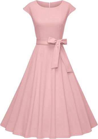 Women’s Casual 1950s Dresses for Women Vintage Cap Sleeves Modest Cocktail Party Swing Prom Dress with Pockets in Saudi Arabia