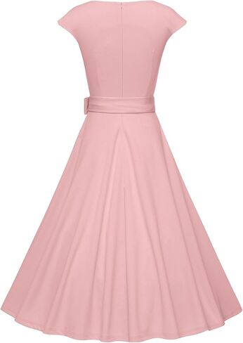 Women’s Casual 1950s Dresses for Women Vintage Cap Sleeves Modest Cocktail Party Swing Prom Dress with Pockets in Saudi Arabia