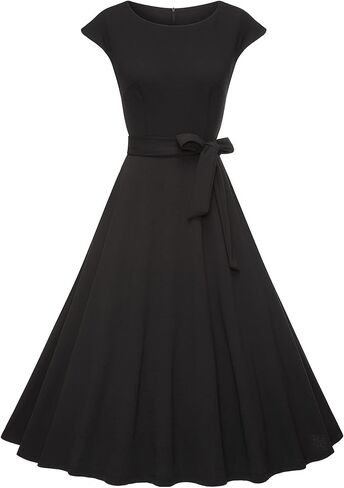 Women’s Casual 1950s Dresses for Women Vintage Cap Sleeves Modest Cocktail Party Swing Prom Dress with Pockets in Saudi Arabia