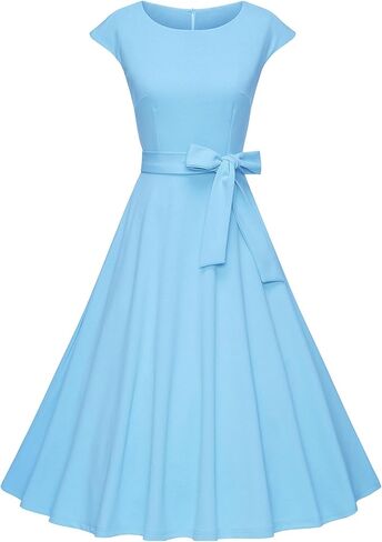 Women’s Casual 1950s Dresses for Women Vintage Cap Sleeves Modest Cocktail Party Swing Prom Dress with Pockets in Saudi Arabia