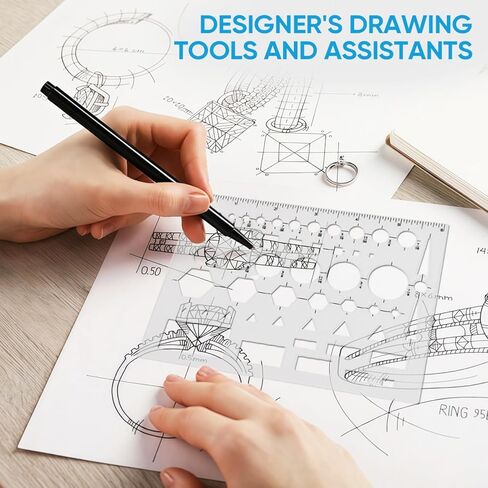 SenseYo 2 حزمة من قالب استنسل دائري ناعم شفاف للرسم، أدوات دائرة صياغة الهندسة المعمارية للتصميم والمكتب والدراسة in Kuwait