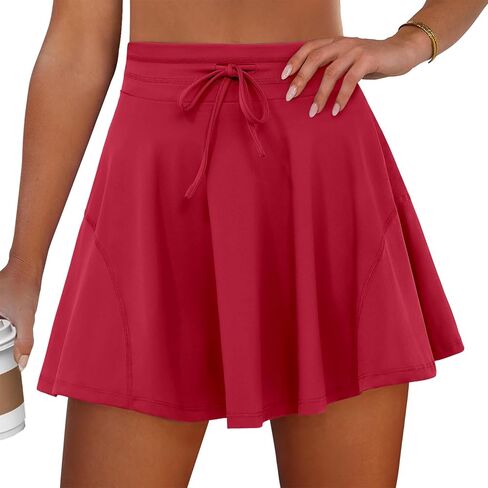 Caracilia Womens Tennis Skirts Athletic Mini Skort 2026 High Waisted Drawstring Golf Workout Pickleball Skirt Built in Shorts in Saudi Arabia