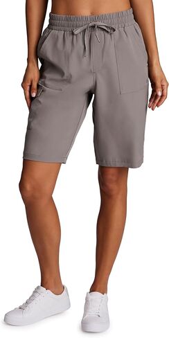 RBX Active Women's Bermuda Short, Quick Drying Long Length Woven Cargo Short with Pockets Black 11-Inch M in Saudi Arabia