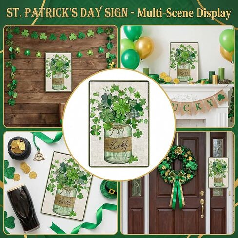St Patricks Day Gifts Funny Green Shamrocks Clovers Lucky Irish Tin Sign for Home Room Yard Garden Vintage St Patricks Day Decor 8x12 Inch (3095) in Saudi Arabia