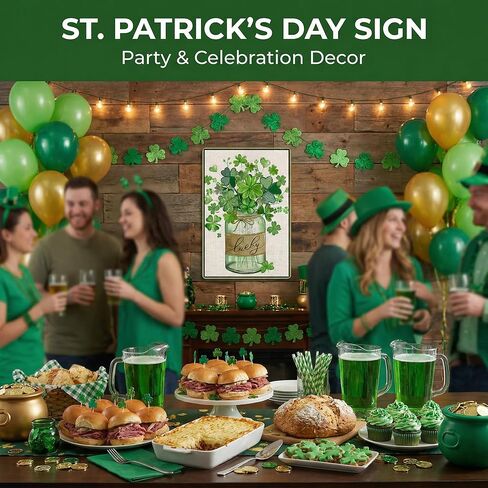 St Patricks Day Gifts Funny Green Shamrocks Clovers Lucky Irish Tin Sign for Home Room Yard Garden Vintage St Patricks Day Decor 8x12 Inch (3095) in Saudi Arabia