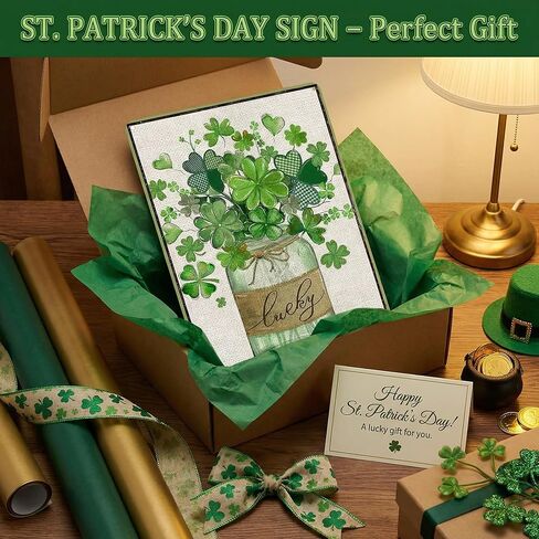 St Patricks Day Gifts Funny Green Shamrocks Clovers Lucky Irish Tin Sign for Home Room Yard Garden Vintage St Patricks Day Decor 8x12 Inch (3095) in Saudi Arabia