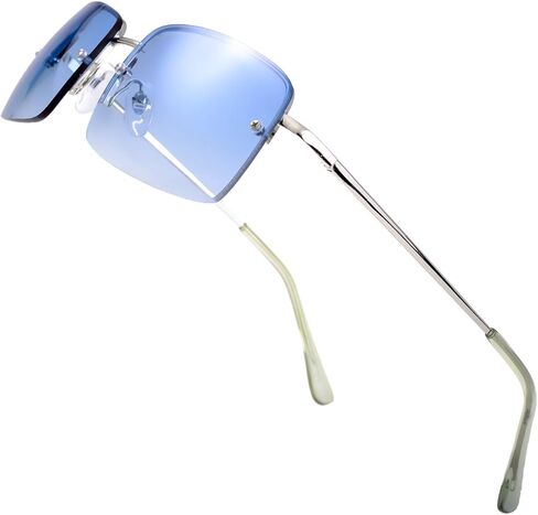 The Fresh Minimalist Small Rectangular Sunglasses Clear Eyewear Spring Hinge - Gift Box Package - FR1M4002MC01 (Silver, Gradient Clear, 51) in Saudi Arabia