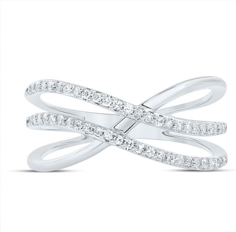 خاتم Jewels By Lux من الذهب الأبيض عيار 10 قيراط والماس 1/5 Cttw متقاطع للزفاف والخطوبة والذكرى السنوية، مقاس نسائي: 5-9 in Saudi Arabia