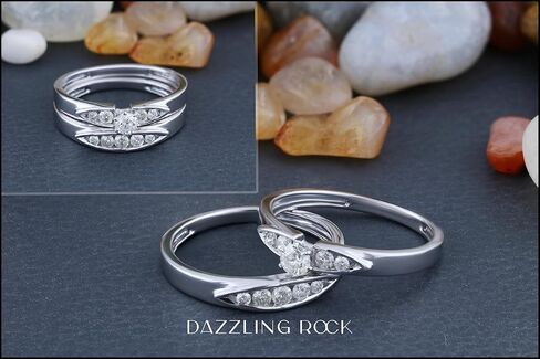 Dazzlingrock Collection 0.50 Ctw Round White Natural Diamond Bridal Ring Set Anniversary Wedding Band 1/2 CT, Sterling Silver in Saudi Arabia