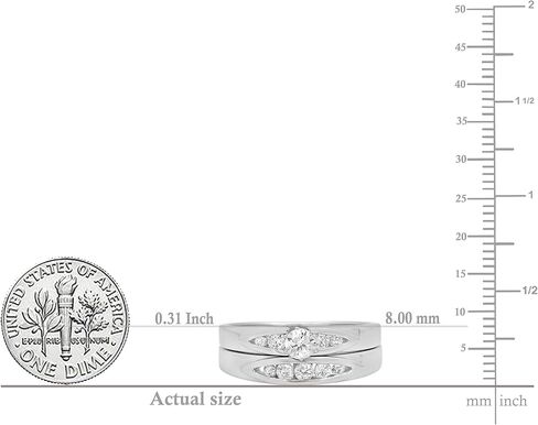 Dazzlingrock Collection 0.50 Ctw Round White Natural Diamond Bridal Ring Set Anniversary Wedding Band 1/2 CT, Sterling Silver in Saudi Arabia