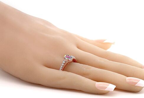 خاتم Gem Stone King 1.21 Cttw Mercury Mist Mystic Topaz وWhite Topaz 18K خاتم فضة مطلي بالذهب الوردي للنساء | الأحجار الكريمة جوهرة الميلاد | خاتم الخطوبة والذكرى السنوية للزفاف للنساء in Saudi Arabia