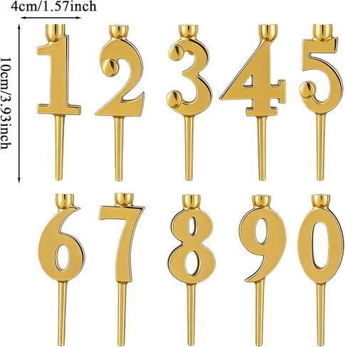 Number Candles for Birthday Cakes | 0-9 Number Candle Holder Set | Birthday Candle Holder Reusable | 3D Printed Silver/Gold Cake Topper Numbers for Party Cakes Accessories in Saudi Arabia