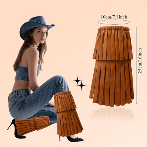 Women's Hippie Fringe Boot Covers,60s 70s Theme Party Cowgirl Pocahontas Costume for Women Dress Up,Leg Covers with Tassels Hippy Costumes Accessories,Halloween Indian Native American Cosplay Dressing in Saudi Arabia
