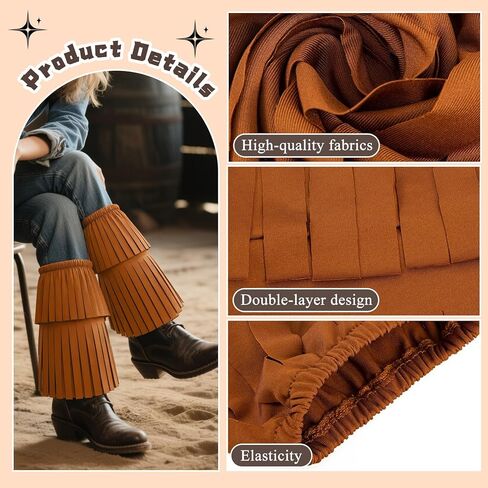 Women's Hippie Fringe Boot Covers,60s 70s Theme Party Cowgirl Pocahontas Costume for Women Dress Up,Leg Covers with Tassels Hippy Costumes Accessories,Halloween Indian Native American Cosplay Dressing in Saudi Arabia