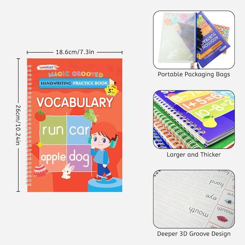 ممارسة الكتابة المخددة السحرية للأعمار من 3 إلى 8 سنوات، ممارسة الكتابة اليدوية المخددة للأطفال، كتاب الكتابة اليدوية القابل لإعادة الاستخدام، أنشطة التعلم لمرحلة ما قبل المدرسة لتتبع الحروف والأرقام، هدايا لصبي يبلغ من العمر 3 سنوات in Kuwait