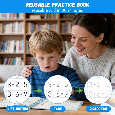 ممارسة الكتابة المخددة السحرية للأعمار من 3 إلى 8 سنوات، ممارسة الكتابة اليدوية المخددة للأطفال، كتاب الكتابة اليدوية القابل لإعادة الاستخدام، أنشطة التعلم لمرحلة ما قبل المدرسة لتتبع الحروف والأرقام، هدايا لصبي يبلغ من العمر 3 سنوات in Kuwait