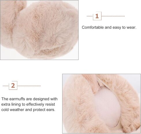 Hemoton Plush Ear Muffs Winter Warm Earmuffs Foldable Thermal Ear Covers for Boys Beige One Size 3-12 Years Outdoor Cold Weather Protection in Saudi Arabia