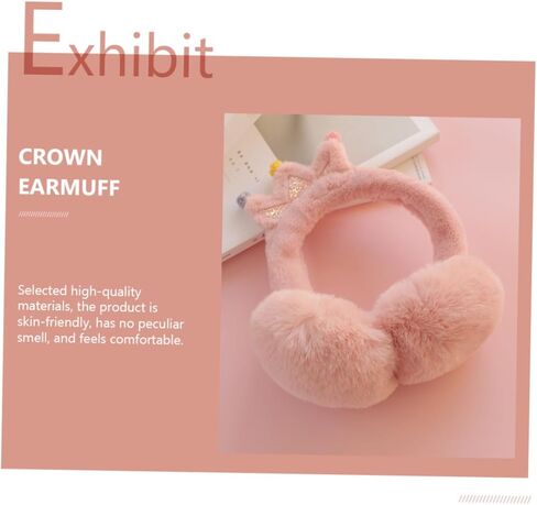 Cabilock Winter Earmuffs Portable Outdoor Ear Warmers Faux Rabbit Fur Thickened Pink Crown Design for Boys Cold Weather Protection Random Color in Saudi Arabia