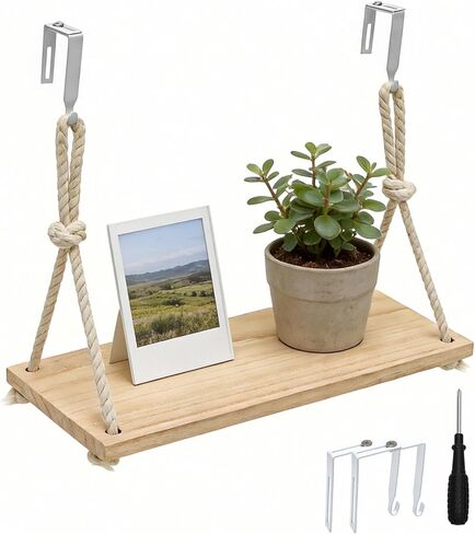 رف معلق على شكل حجرة، رف حائط على شكل حجرة مكتب مع خطافات حبل قابلة للتعديل، ملحقات مكتب لديكور المكتب، منظم، تخزين في أماكن العمل in Kuwait