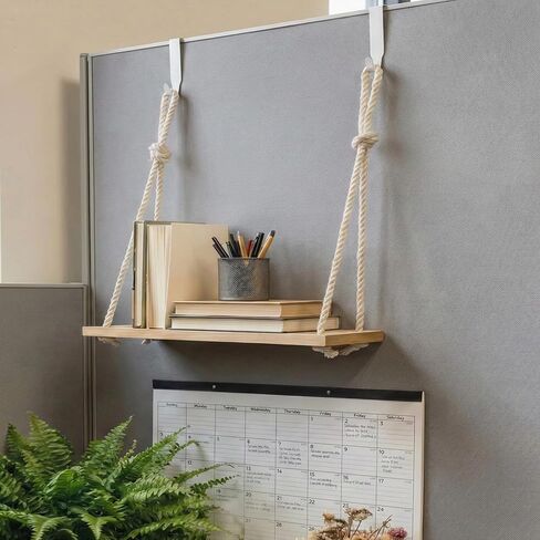 رف معلق على شكل حجرة، رف حائط على شكل حجرة مكتب مع خطافات حبل قابلة للتعديل، ملحقات مكتب لديكور المكتب، منظم، تخزين في أماكن العمل in Kuwait