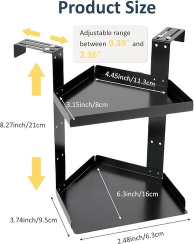 Office Cubicle Shelf Storage Organizer Accessories Height Adjustable Cubicle Corner Shelf with Hooks (Black, Double Layer) in Saudi Arabia