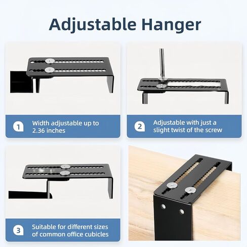 Office Cubicle Shelf Storage Organizer Accessories Height Adjustable Cubicle Corner Shelf with Hooks (Black, Double Layer) in Saudi Arabia