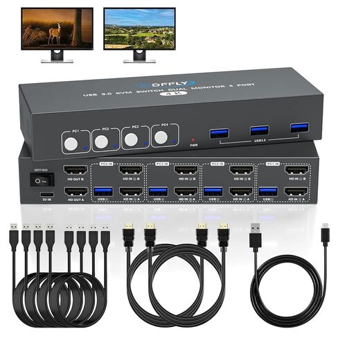 4K@60Hz HDMI KVM SWITCH 1 مراقب 2 كمبيوتر ، ومشاركة أجهزة USB مع 3 منافذ USB 3.0 ، يدعم التحكم عن بُعد وزر السلك in Saudi Arabia