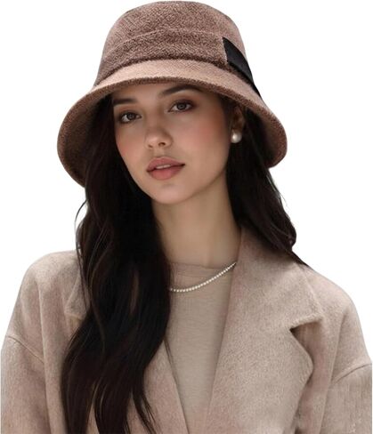 Women's Winter Thickened Fisherman's Hat 1920s Vintage Elegant Cloche Hat Fashionable Wide-Brimmed Warm Hat in Saudi Arabia