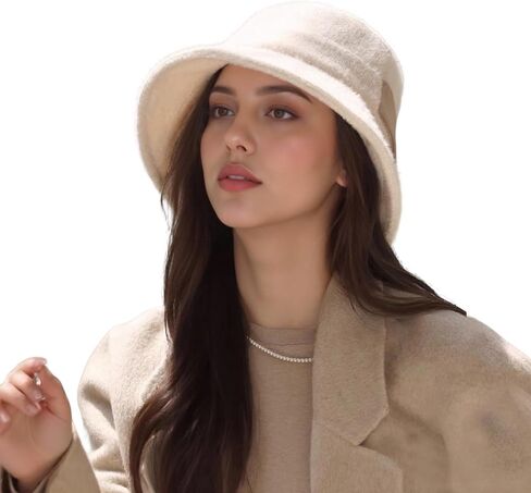 Women's Winter Thickened Fisherman's Hat 1920s Vintage Elegant Cloche Hat Fashionable Wide-Brimmed Warm Hat in Saudi Arabia