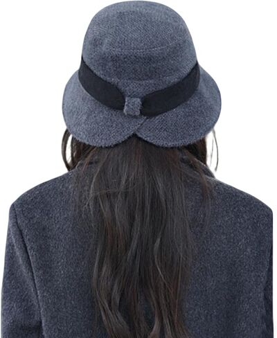 Women's Winter Thickened Fisherman's Hat 1920s Vintage Elegant Cloche Hat Fashionable Wide-Brimmed Warm Hat in Saudi Arabia