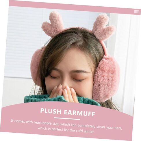 BESPORTBLE Plush Earmuffs Winter Ear Warmer Soft Warm-keeping Ear Cover for Boys Pink Antler Design Cold Weather Outdoor Use in Saudi Arabia