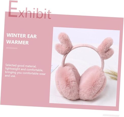 BESPORTBLE Plush Earmuffs Winter Ear Warmer Soft Warm-keeping Ear Cover for Boys Pink Antler Design Cold Weather Outdoor Use in Saudi Arabia