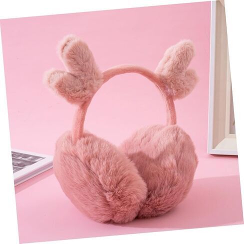 BESPORTBLE Plush Earmuffs Winter Ear Warmer Soft Warm-keeping Ear Cover for Boys Pink Antler Design Cold Weather Outdoor Use in Saudi Arabia